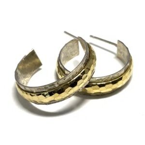 Silpada Vintage Sterling Silver and Gold Overlay Hoop Post Earrings
